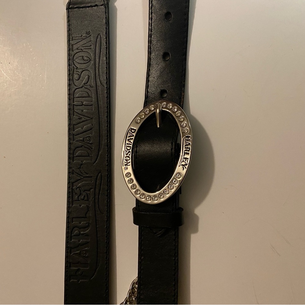 Authentic Harley-Davidson Leather and Stainless Steel Chain Belt NWOT - Picture 4 of 8